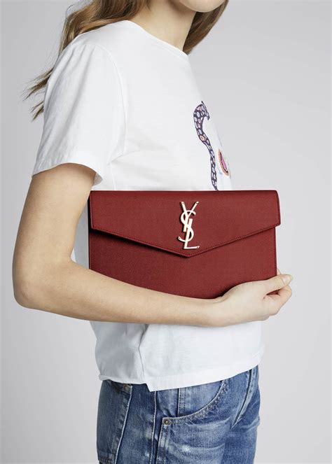 ysl yves saint laurent monogram grained leather shopper bag|ysl flap clutch bag.